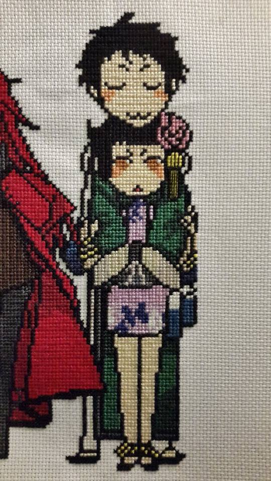 Lau and Ran-Mao Black Butler cross stitch work photo Author Facebook Fan Martina Sangster