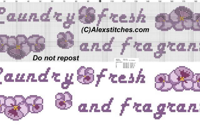 Laundry fresh and fragrant cross stitch pattern