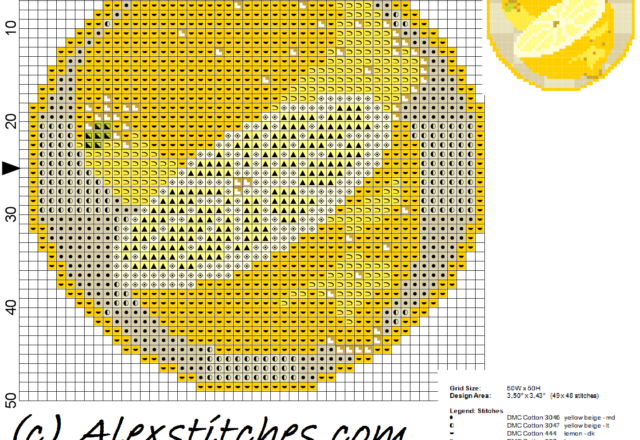 Lemon Jar Cover free cross stitch pattern