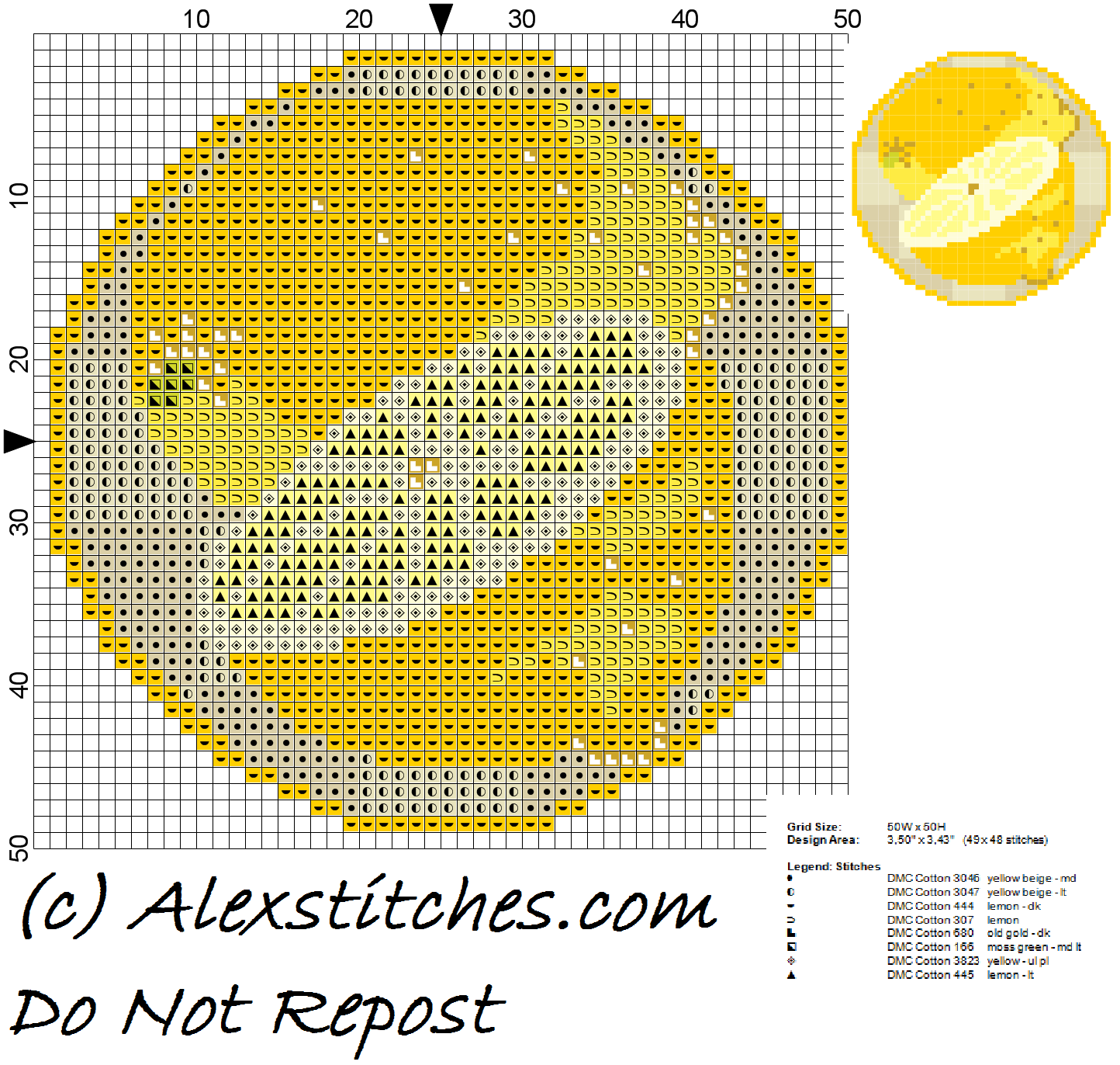 Lemon Jar Cover free cross stitch pattern