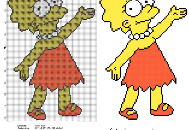 Lisa Simpson The Simpsons character free cartoon cross stitch pattern