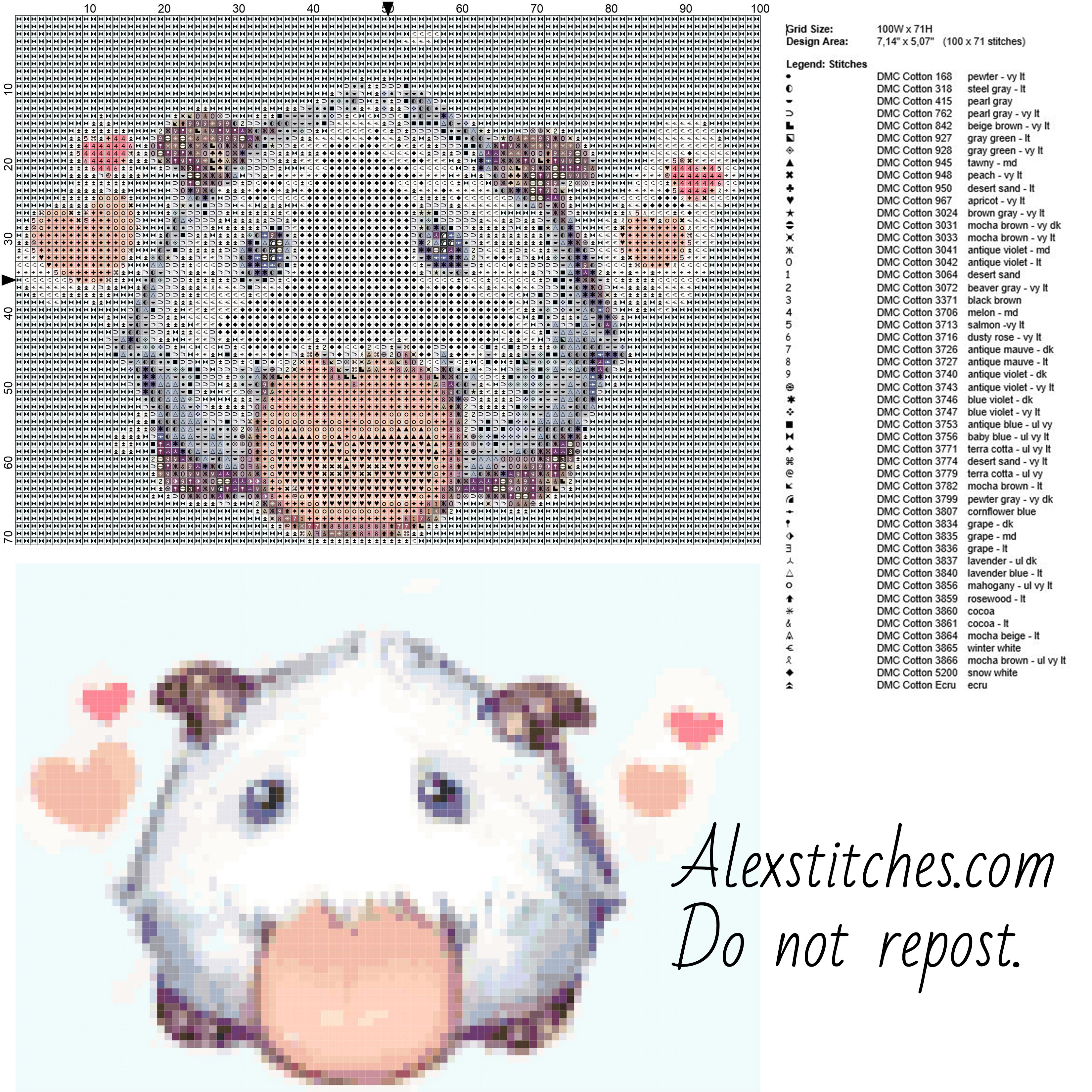 Little Poro League of Legends free cross stitch pattern 100x71 50 colors