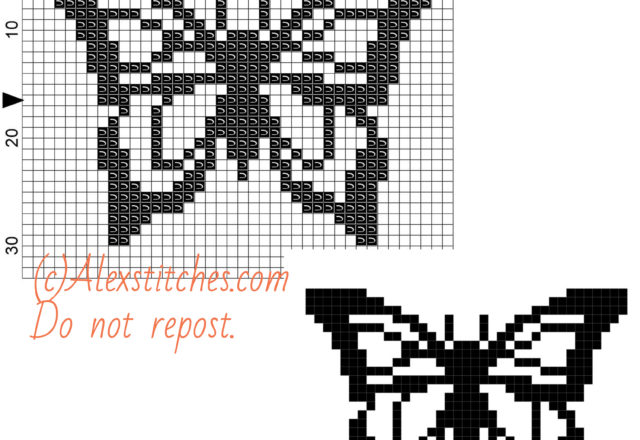 Little black butterfly free cross stitch pattern 40x30 1 color