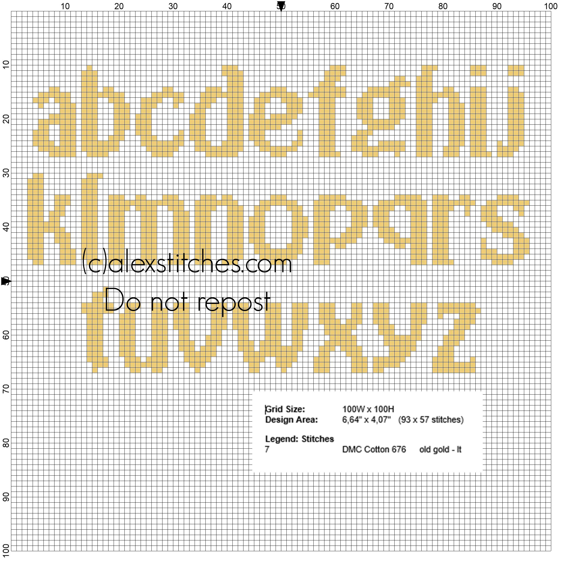 Lowercase cross stitch alphabet for names with Minions