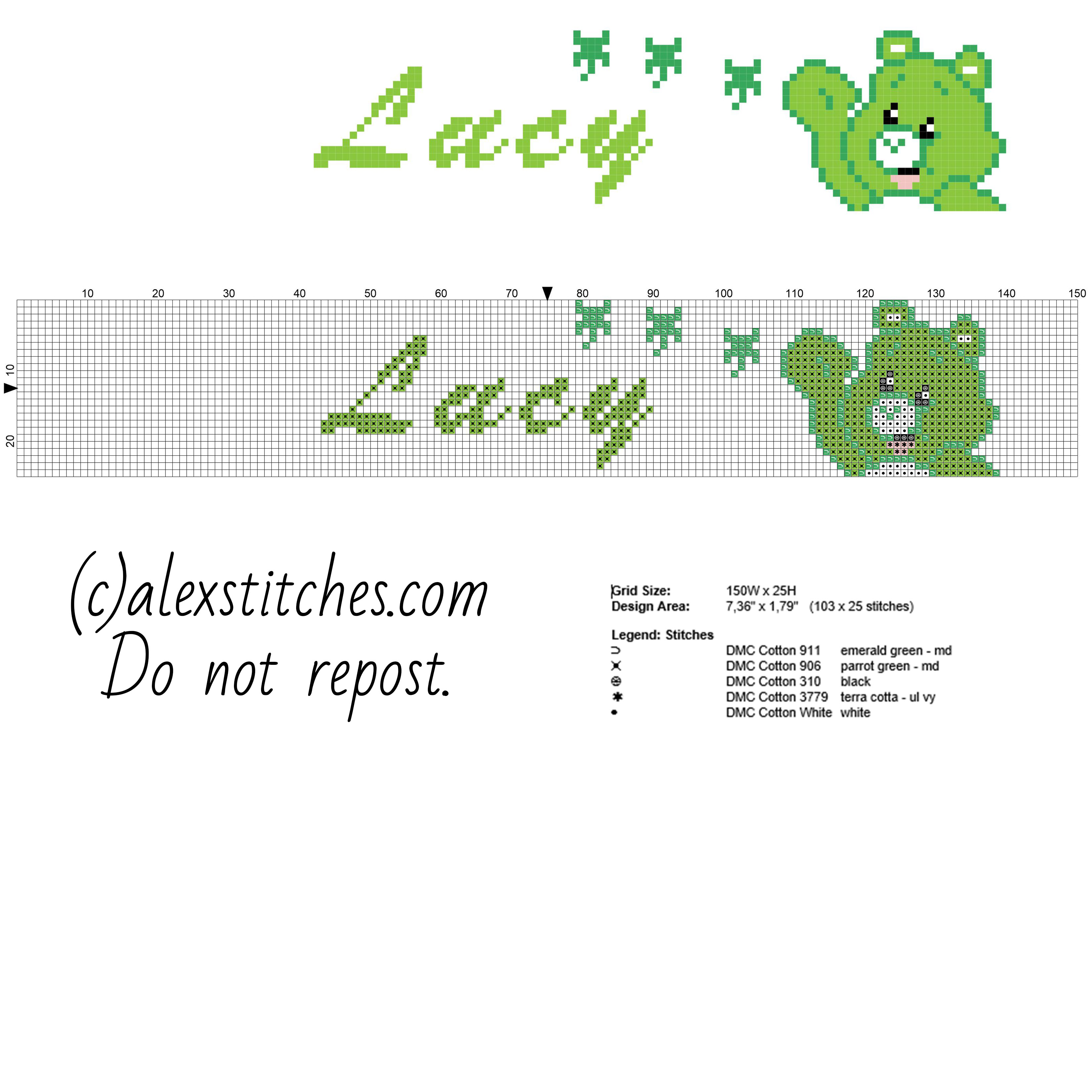 Lucy female name in names with Good Luck Bear free cross stitch pattern download