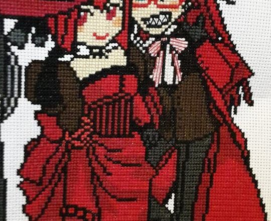 Madam Red and Grell Sutcliff Black Butler cross stitch work photo Author Facebook Fan Martina Sangster