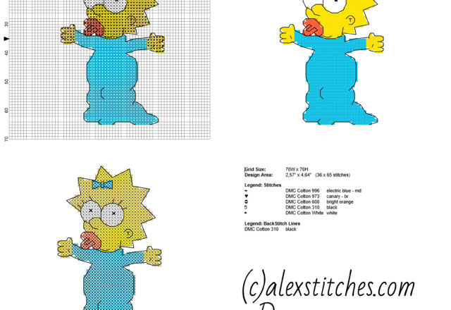 Maggie Simpson cartoon The Simpsons free cross stitch pattern