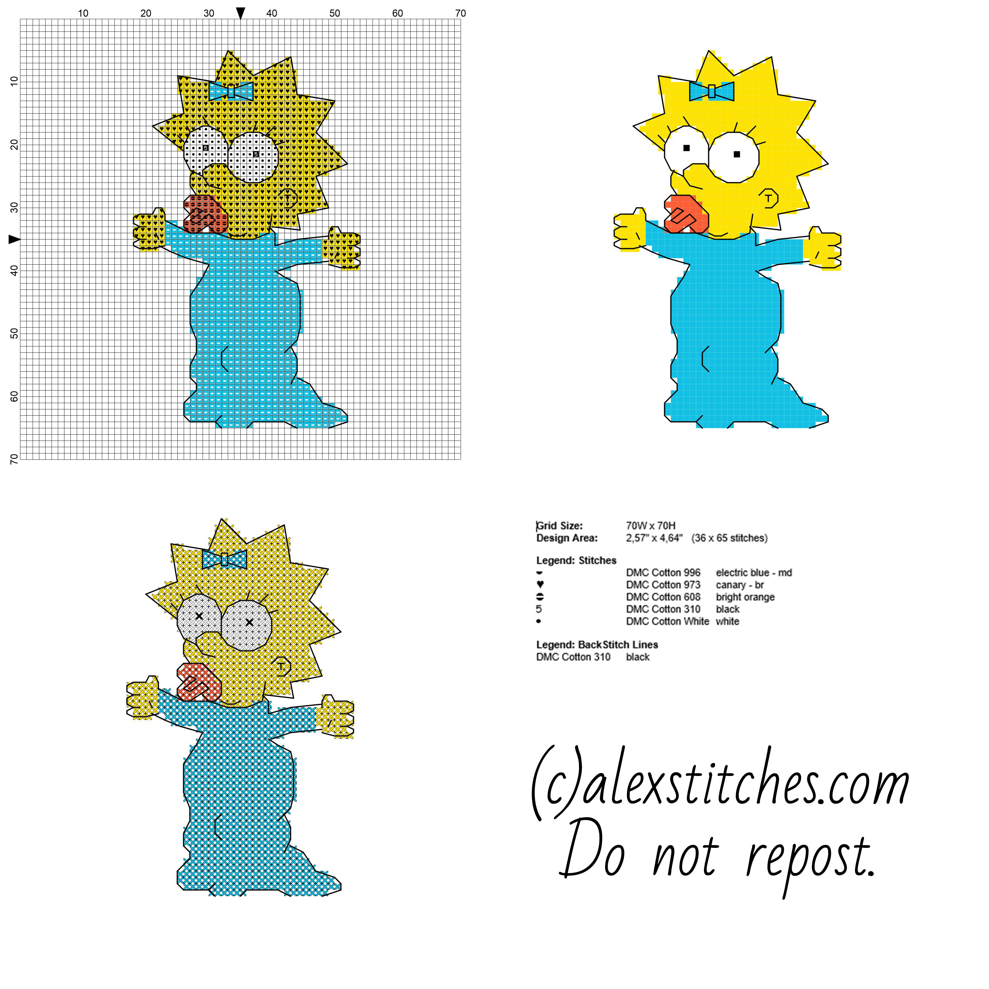 Maggie Simpson cartoon The Simpsons free cross stitch pattern