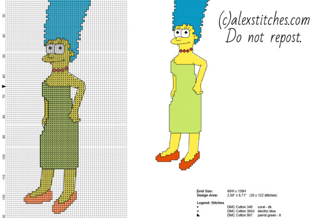 Marge Simpson cartoon free cross stitch pattern download