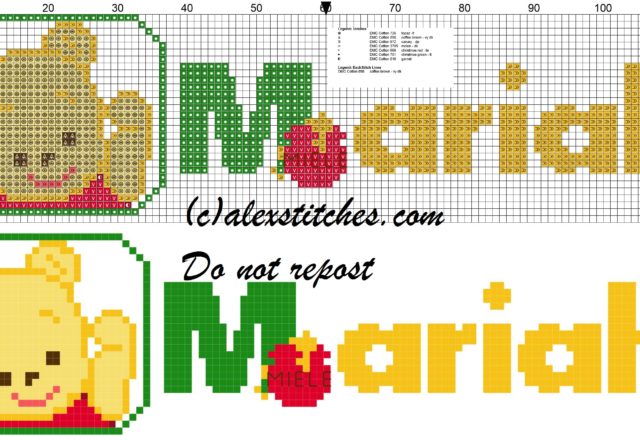 Mariah name with Baby winnie the pooh free cross stitches pattern