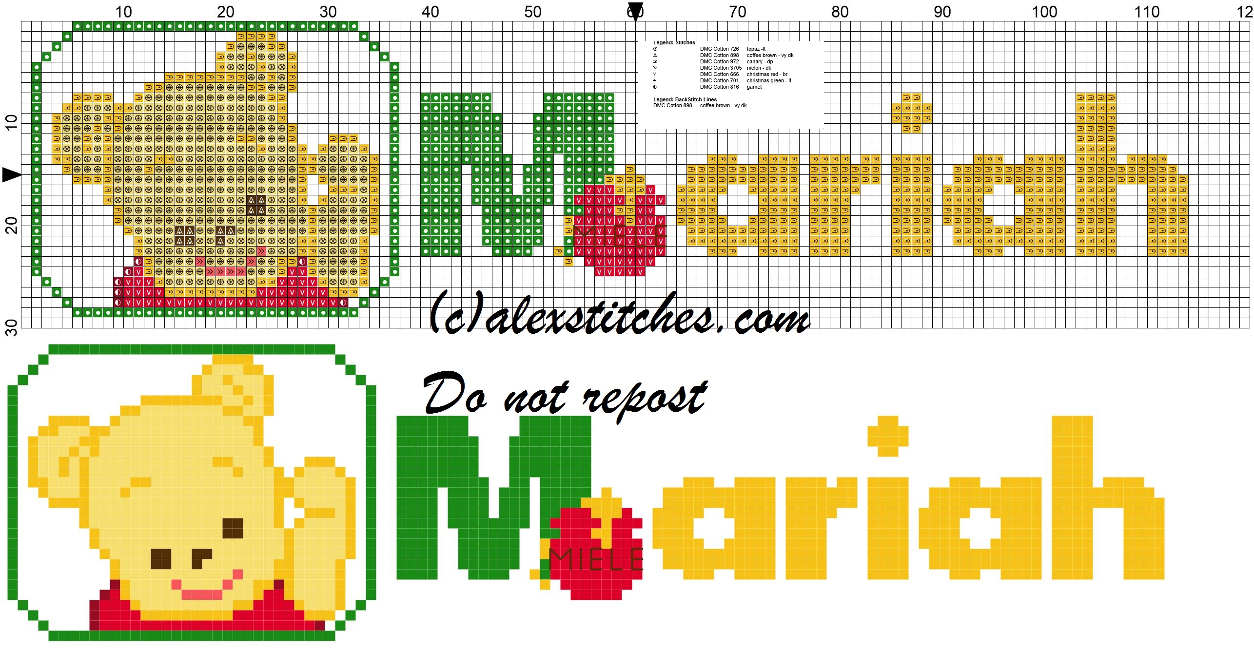 Mariah name with Baby winnie the pooh free cross stitches pattern