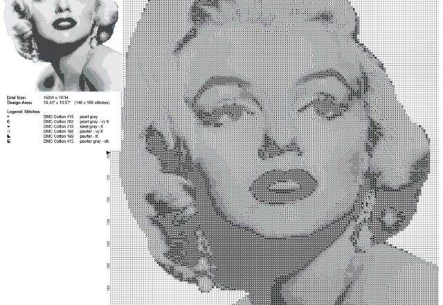 Marilyn Monroe black and white free cross stitch pattern