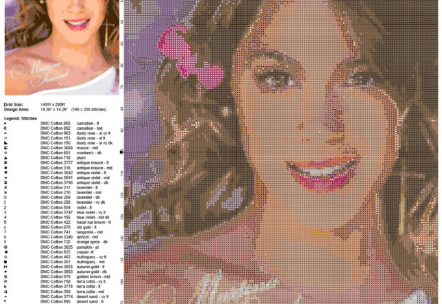 Martina Stoessel Disney Violetta actress cross stitch pattern home painting idea 145 x 200 size