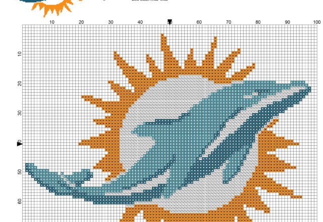 Miami Dolphins National Football League team sport free cross stitch pattern