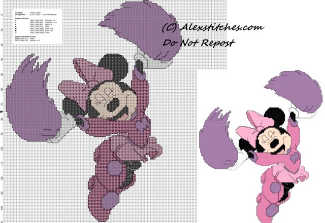 Minnie mouse cheerleader cross stitch pattern