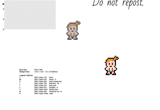 Misty Pokemon female character colored small simple and free cross stitch pattern