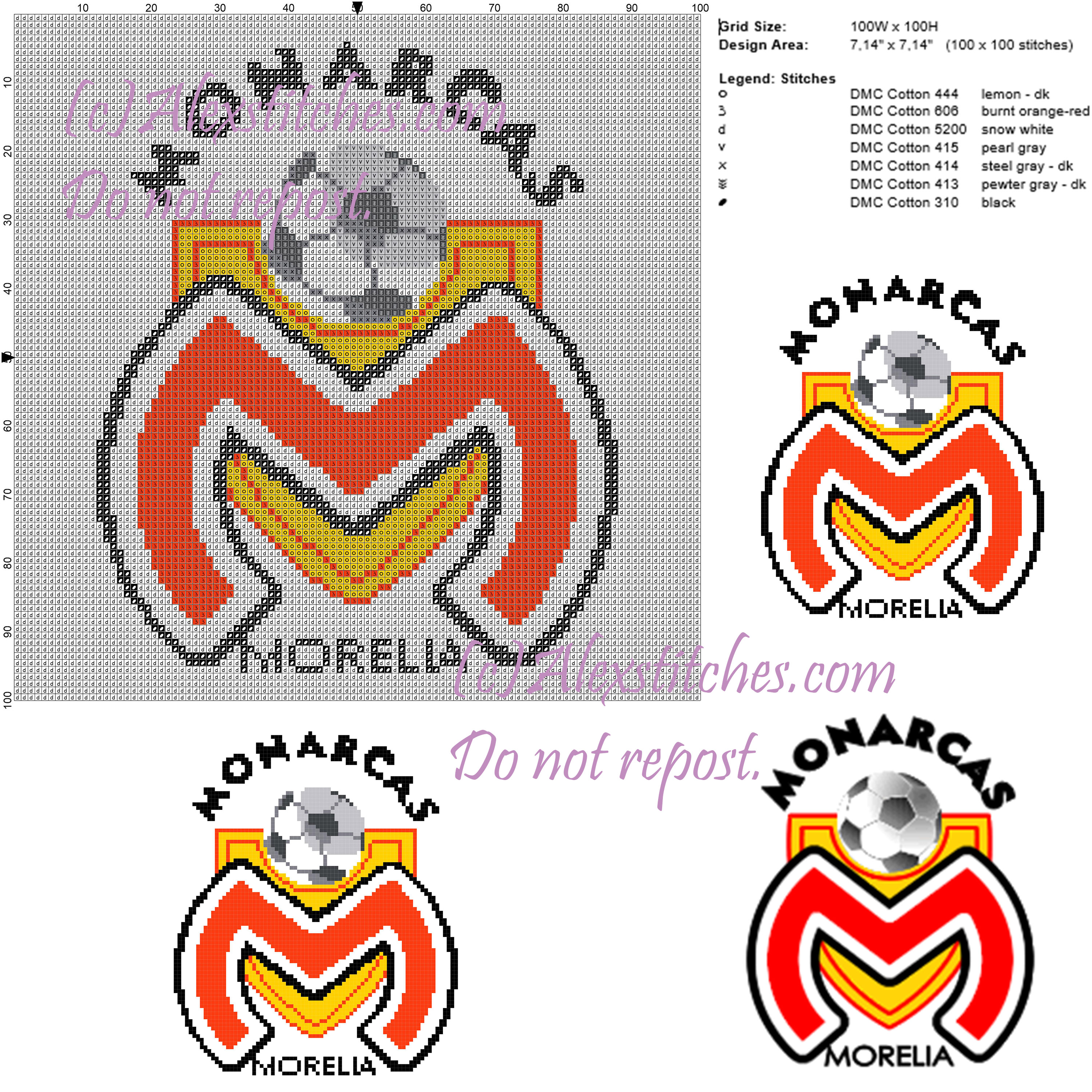 Monarcas Morelia logo association mexican football 100x100 7 colors