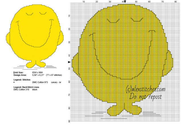 Mr_ Happy Mr_ Men free small cross stitch pattern