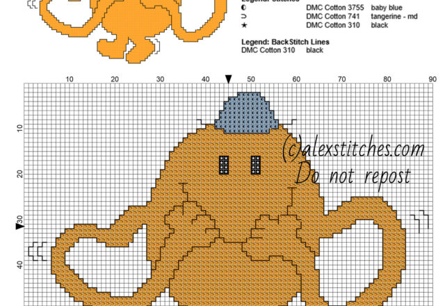 Mr_ Tickle Mr_ Men free small cross stitch pattern