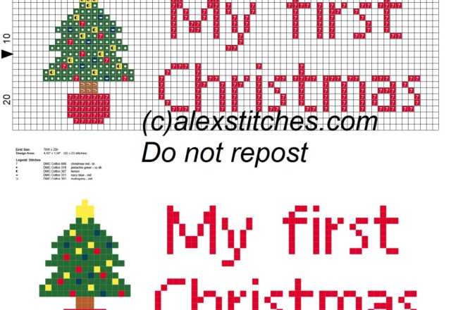 My first Christmas with christmas tree for bibs cross stitch pattern