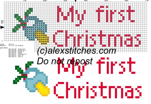 My first Christmas with pacifier boy for bibs cross stitch pattern