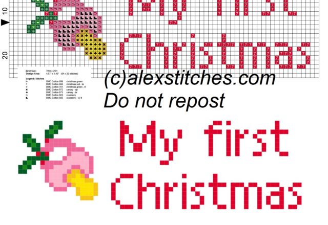 My first Christmas with pacifier girl for bibs cross stitch pattern