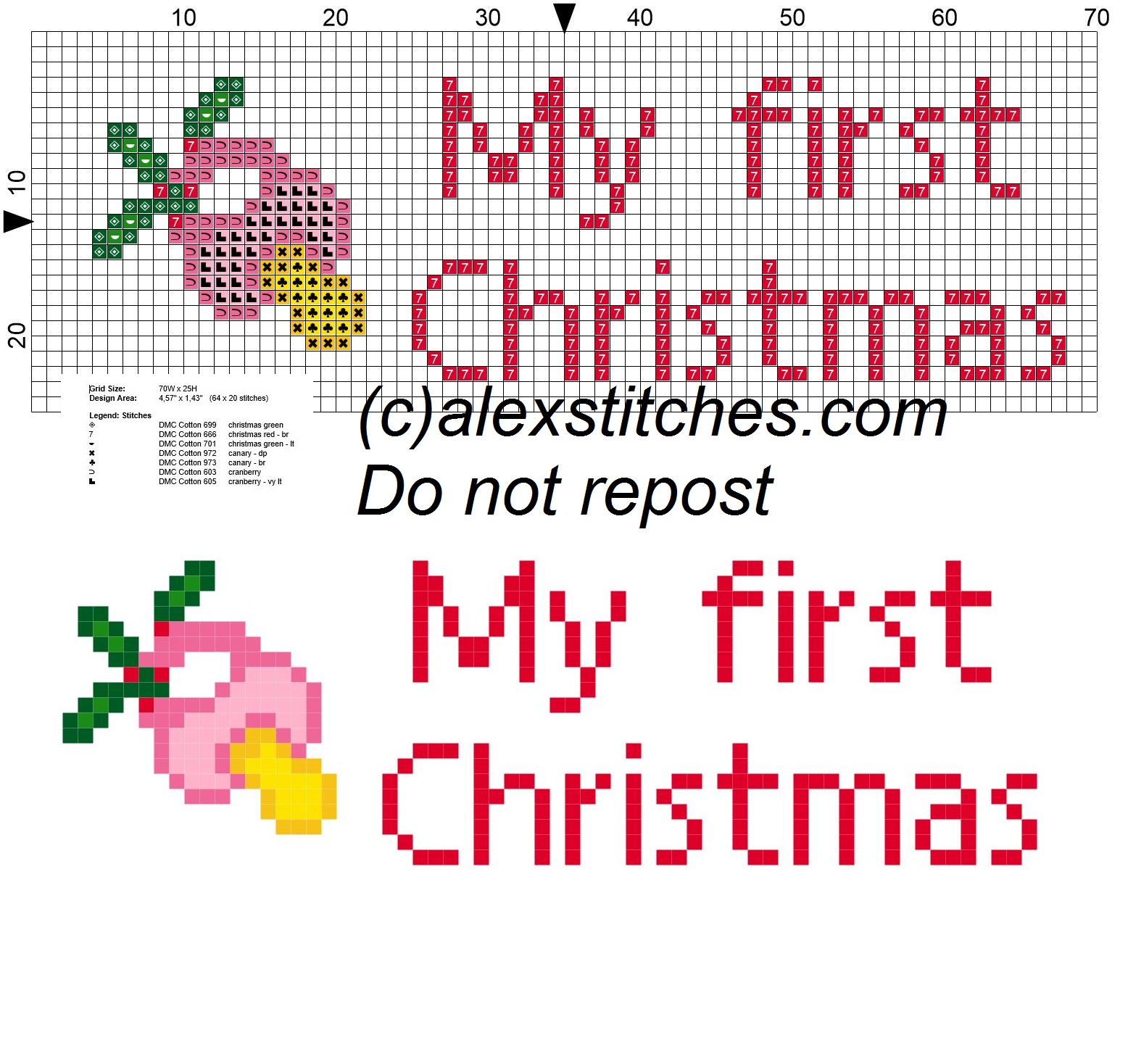 My first Christmas with pacifier girl for bibs cross stitch pattern