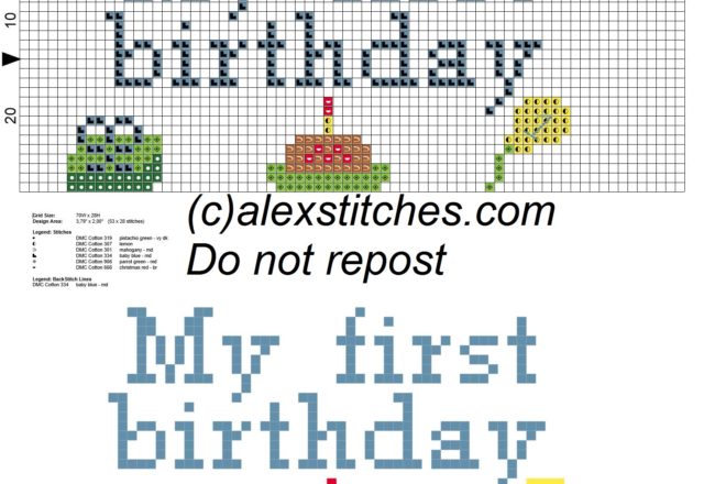 My first birthday boy for bibs cross sttch pattern