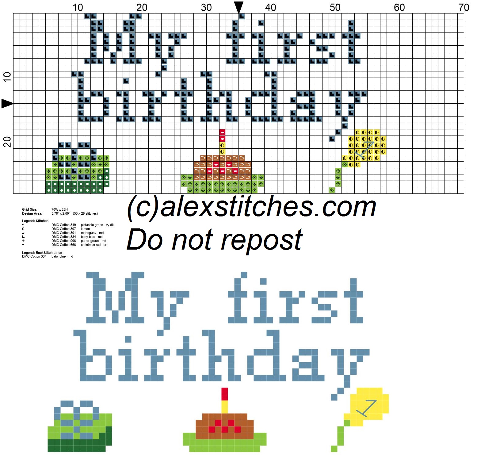 My first birthday boy for bibs cross sttch pattern