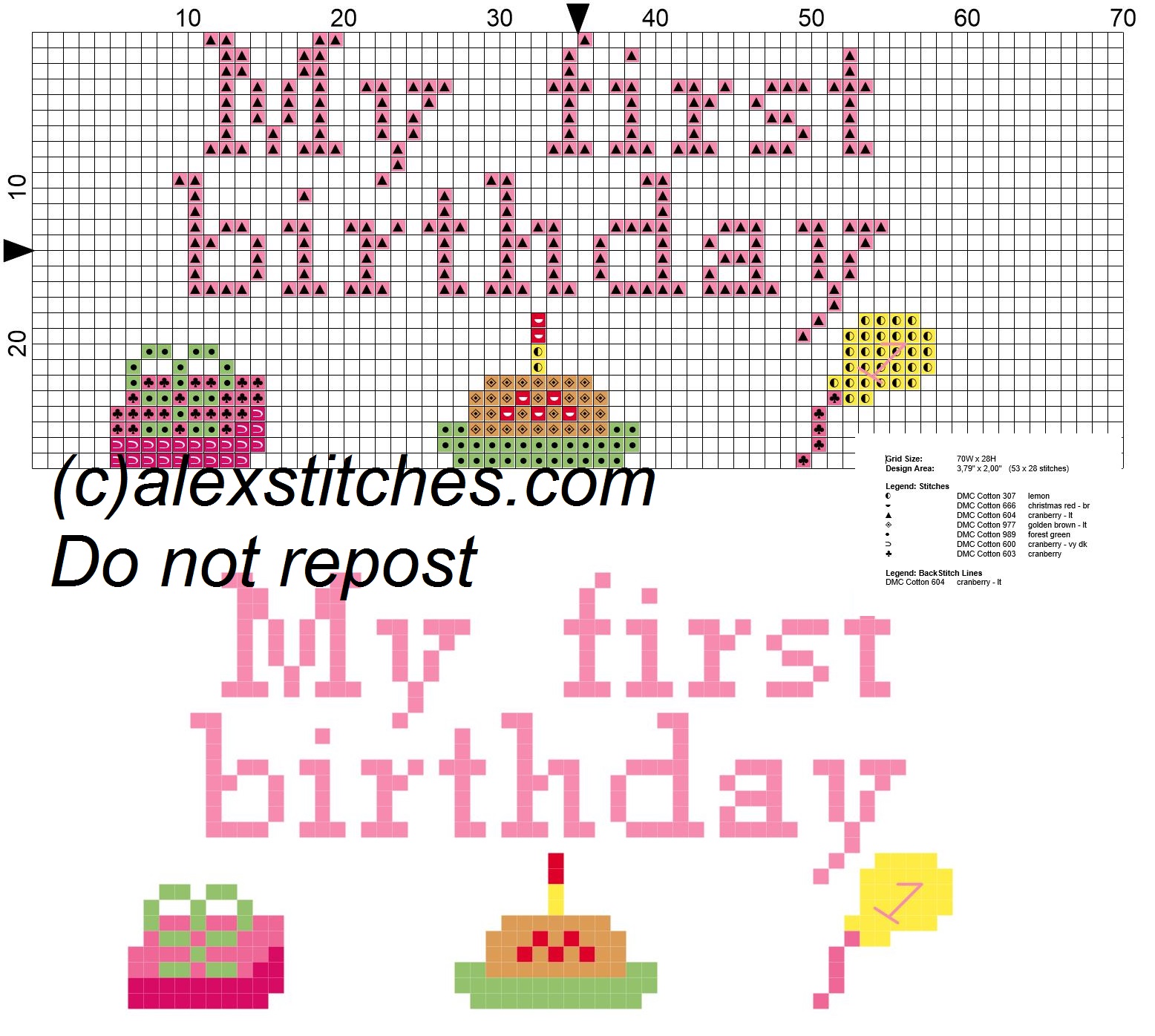 My first birthday girl for bibs cross sttch pattern