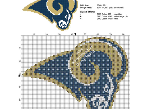 NFL Los Angeles Rams logo free cross stitch pattern