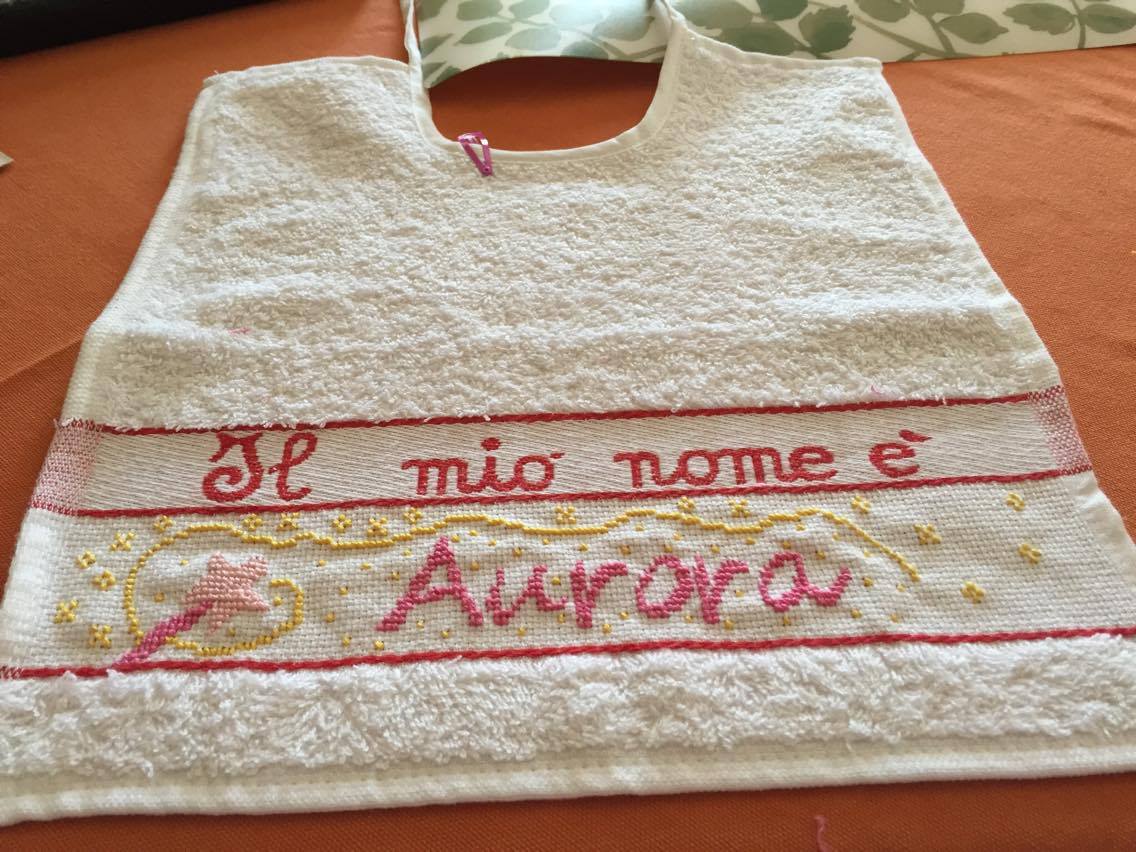 Name Aurora with magic wand cross stitch work photo by Facebook Fan Valentina Fusa