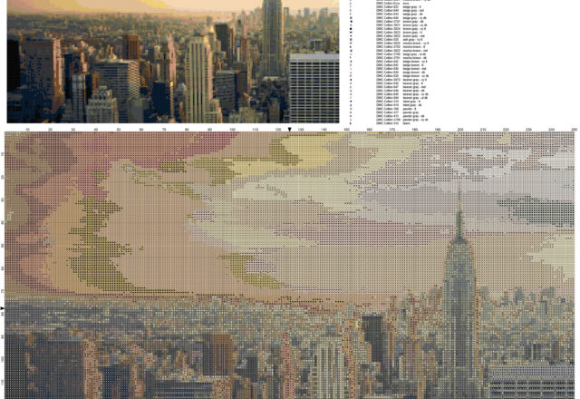 New York City NYC scape free cross stitch pattern home painting idea