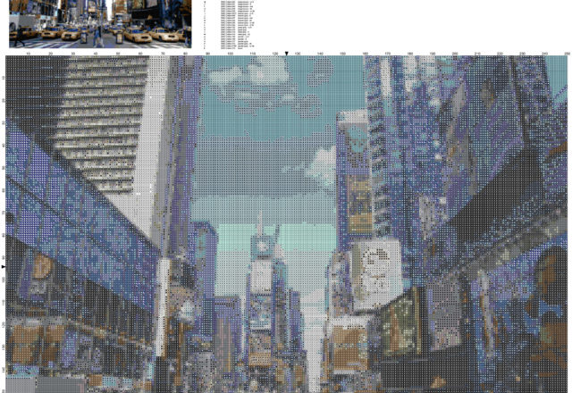 New York City NYC street view free cross stitch pattern home painting idea