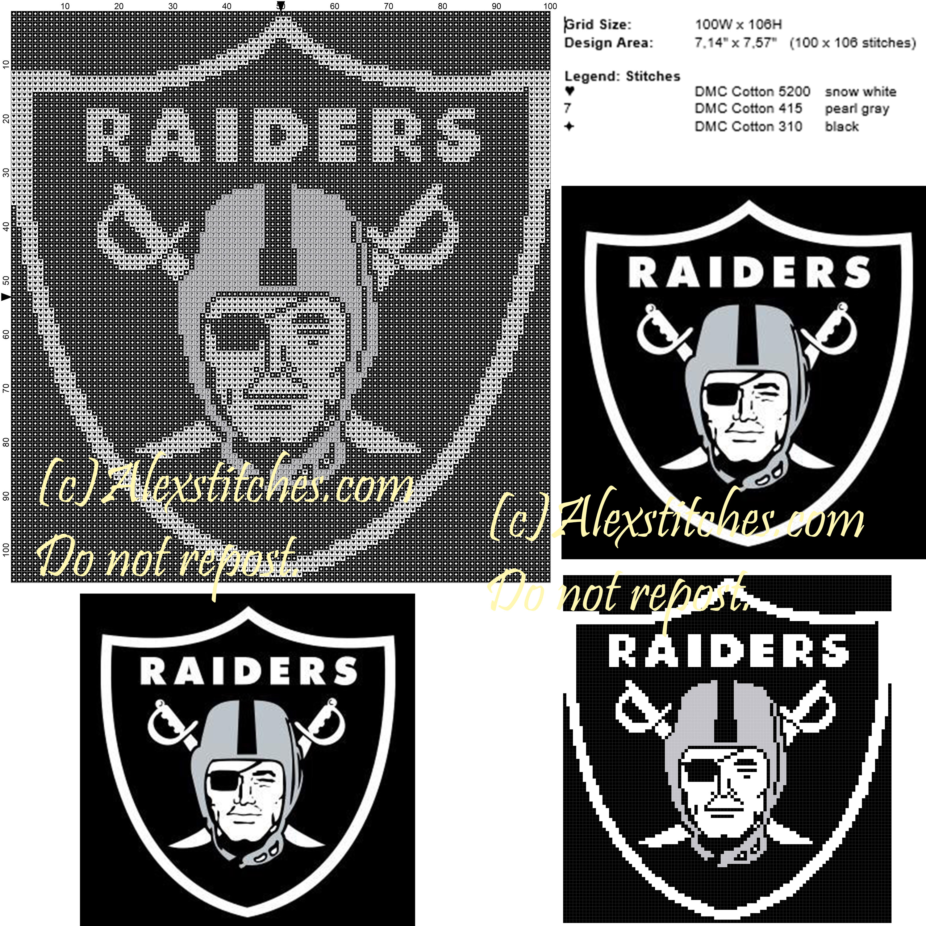 Oakland raiders logo American Football League (AFL) 100x106 3 colors