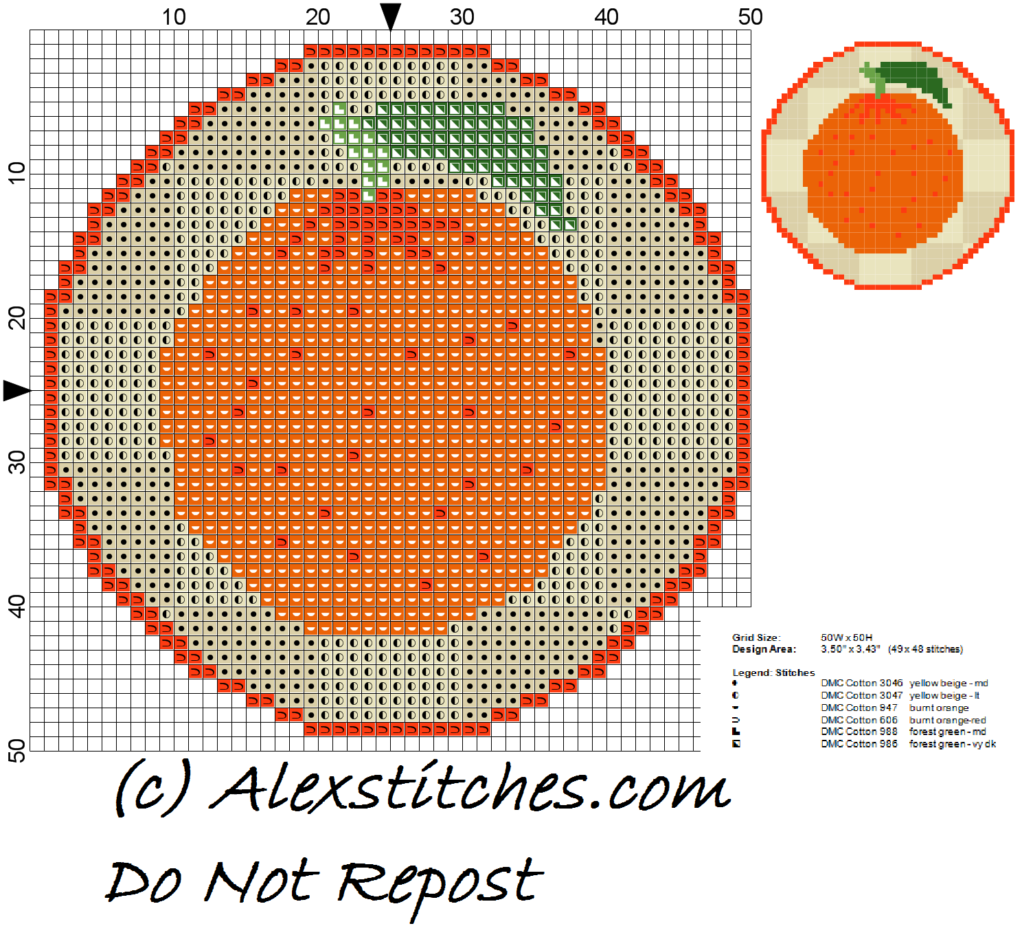 Orange Jar Cover free cross stitch pattern