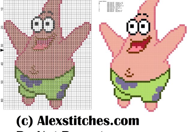 Patrick Star SpongeBob free cross stitch pattern