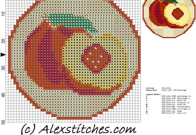 Peach Jar Cover free cross stitch pattern
