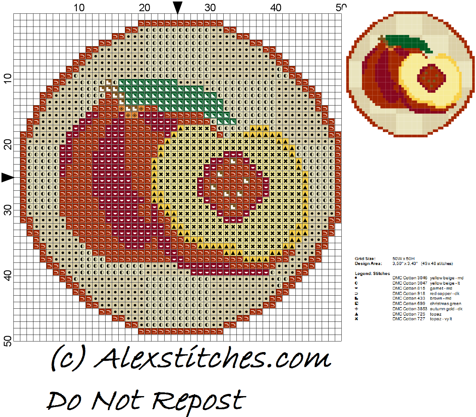 Peach Jar Cover free cross stitch pattern