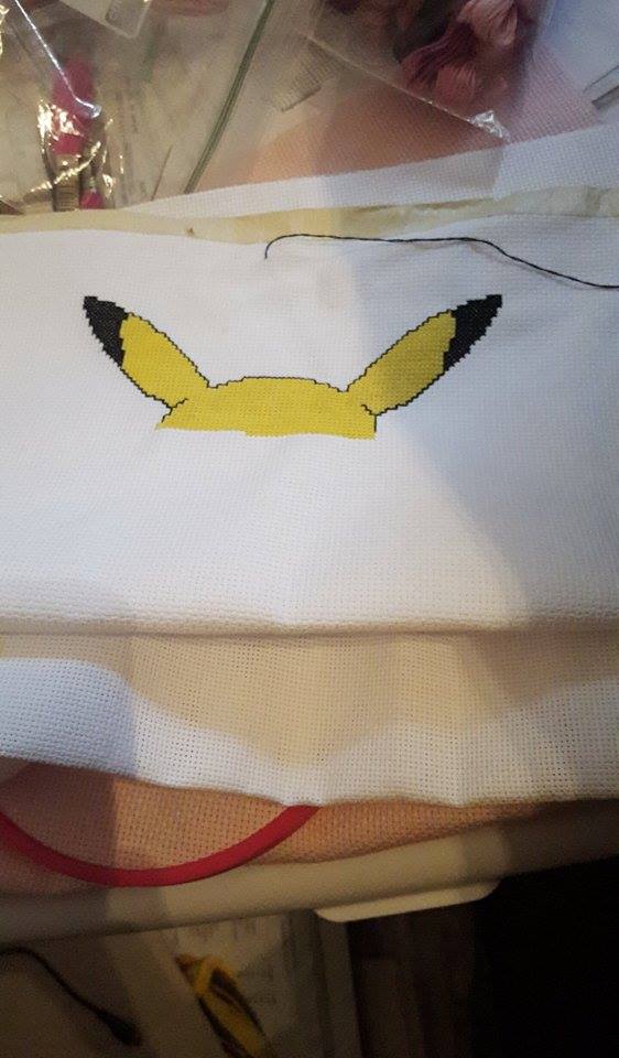 Pikachu cross stitch work photo author Facebook Fan Monika Druzak Giza‎ 3 update