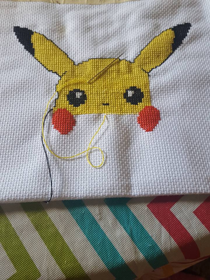 Pikachu cross stitch work photo author Facebook Fan Monika Druzak Giza‎ 4 update