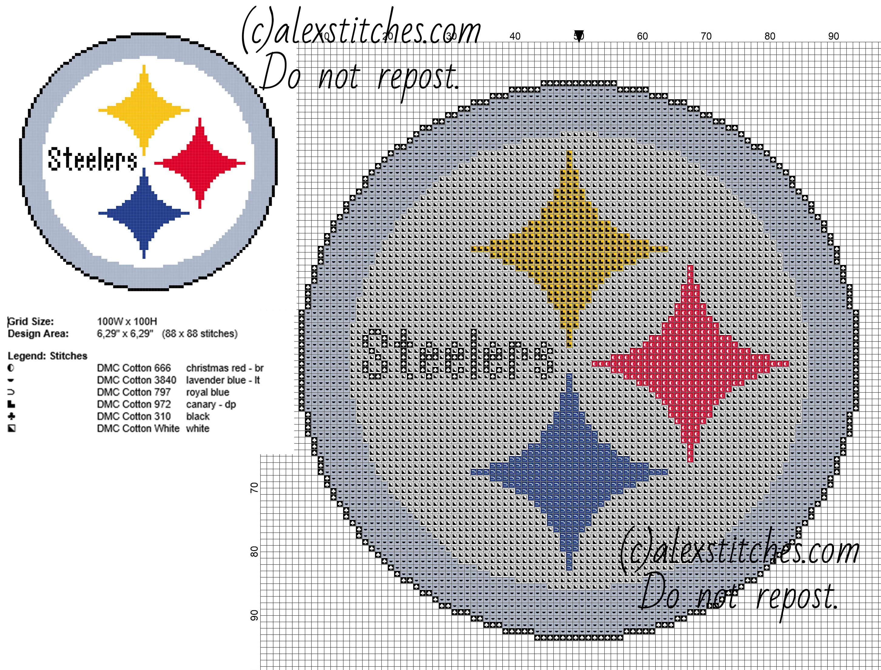 Pittsburg Steelers logo NFL National Football League team free cross stitch pattern