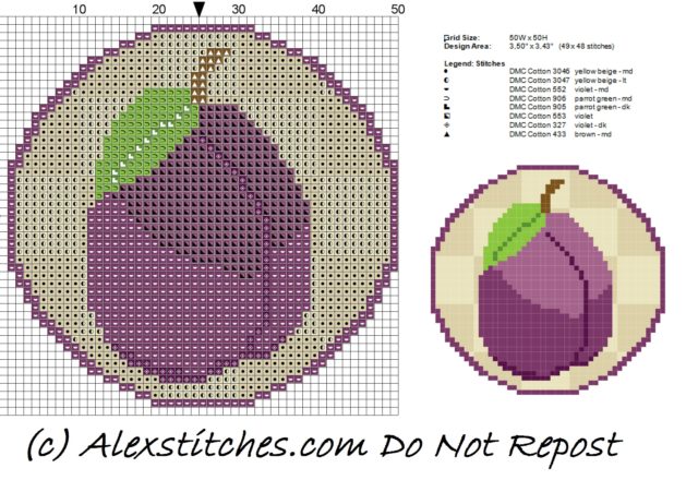 Plum Jar Cover free cross stitch pattern