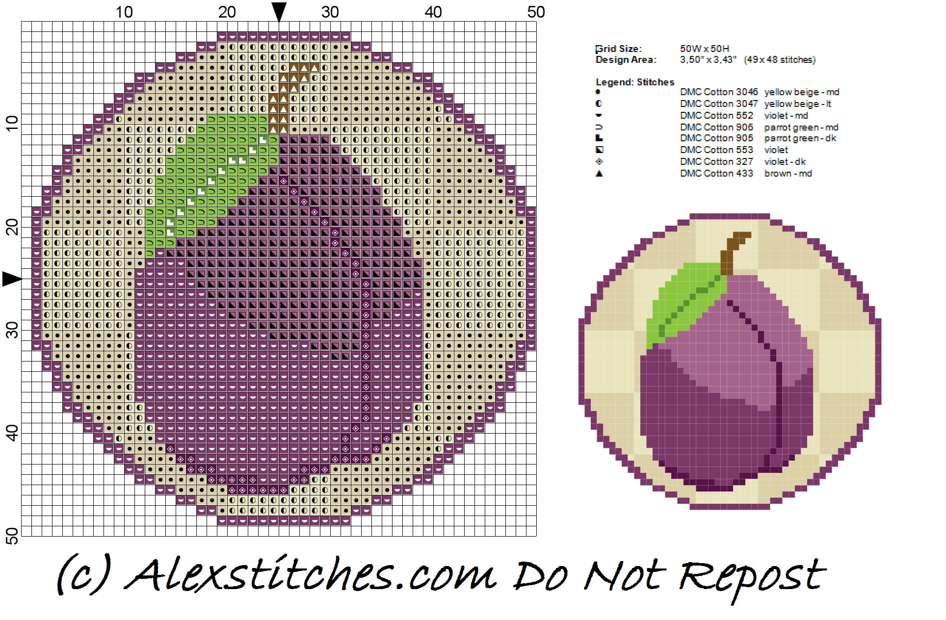 Plum Jar Cover free cross stitch pattern