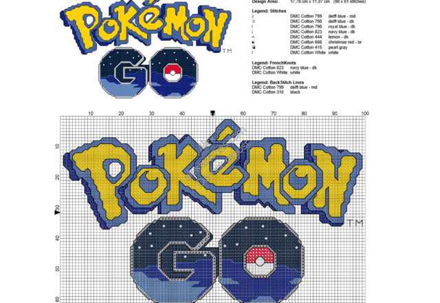 Pokemon Go logo free cross stitch pattern