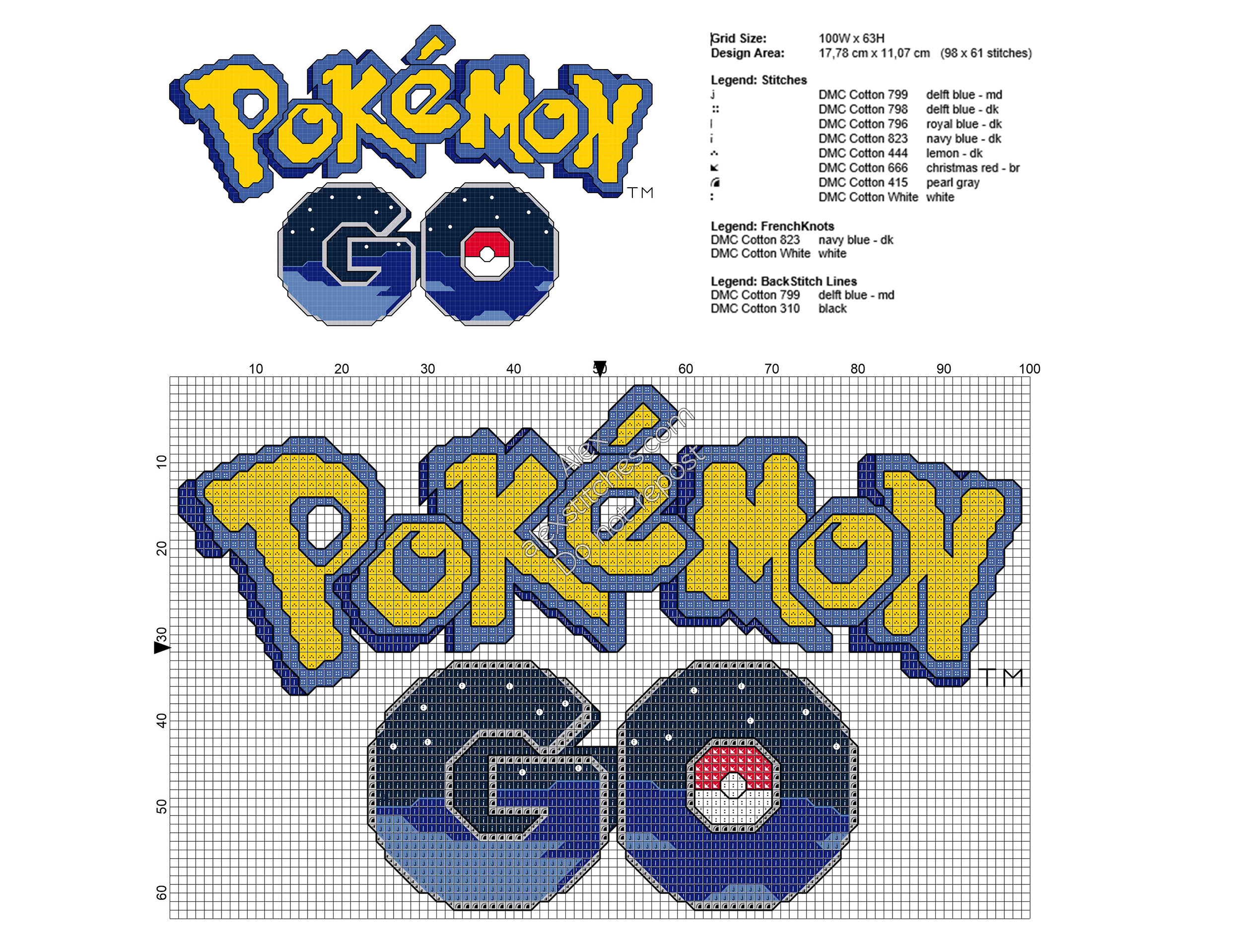 Pokemon Go logo free cross stitch pattern