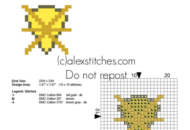 Pokemon Kalos X Y Clemont Voltage Badge small free cross stitch pattern