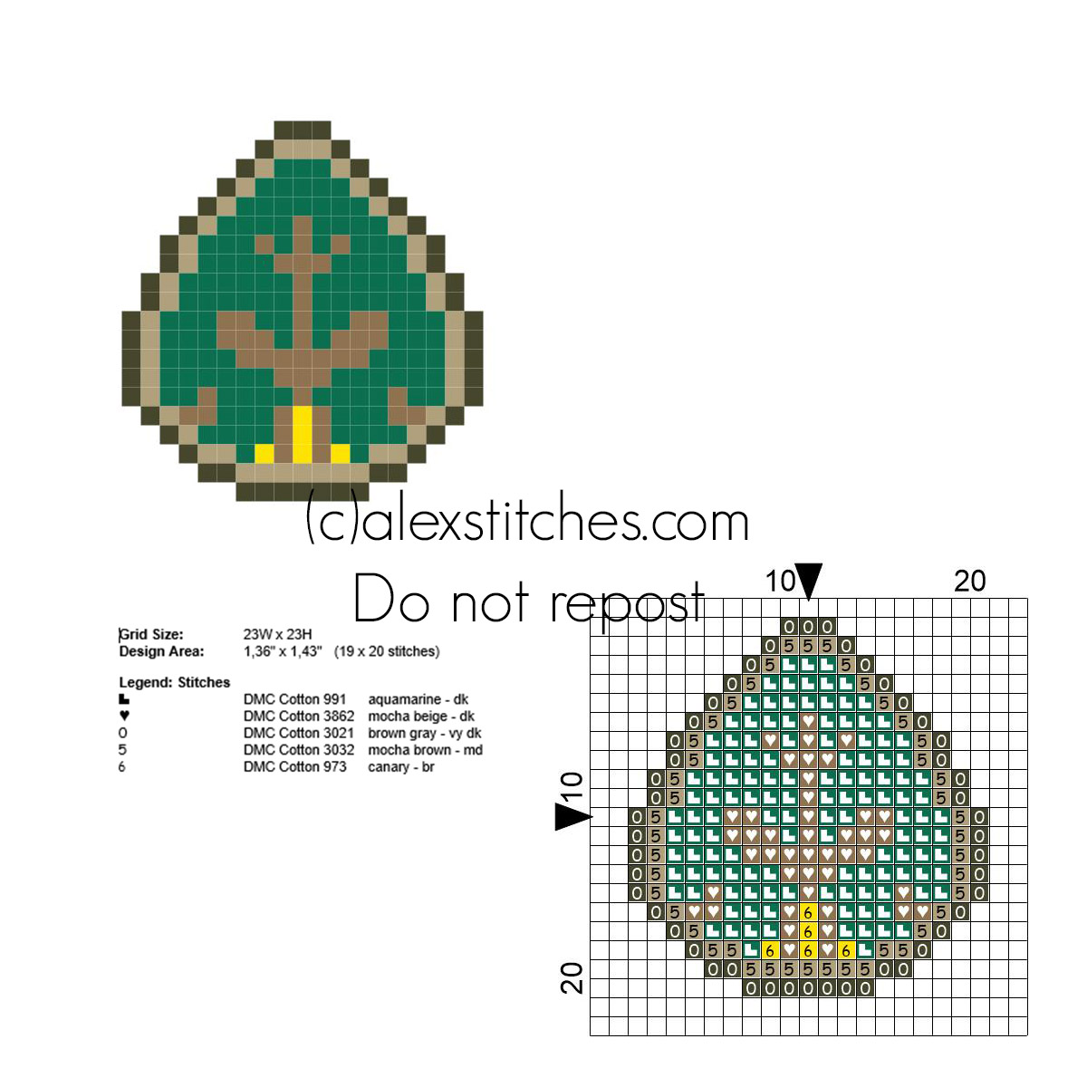 Pokemon Kalos X Y Ramon Plant Badge free small cross stitch patterns