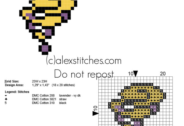 Pokemon X Y Olympia Psychic Badge free cross stitch pattern