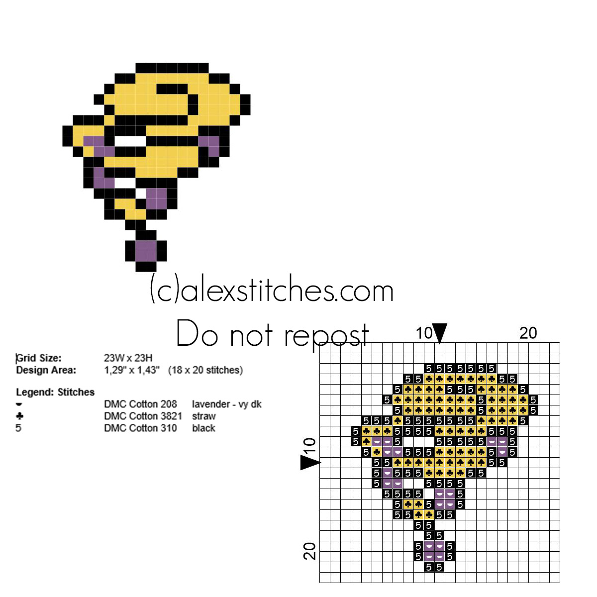 Pokemon X Y Olympia Psychic Badge free cross stitch pattern